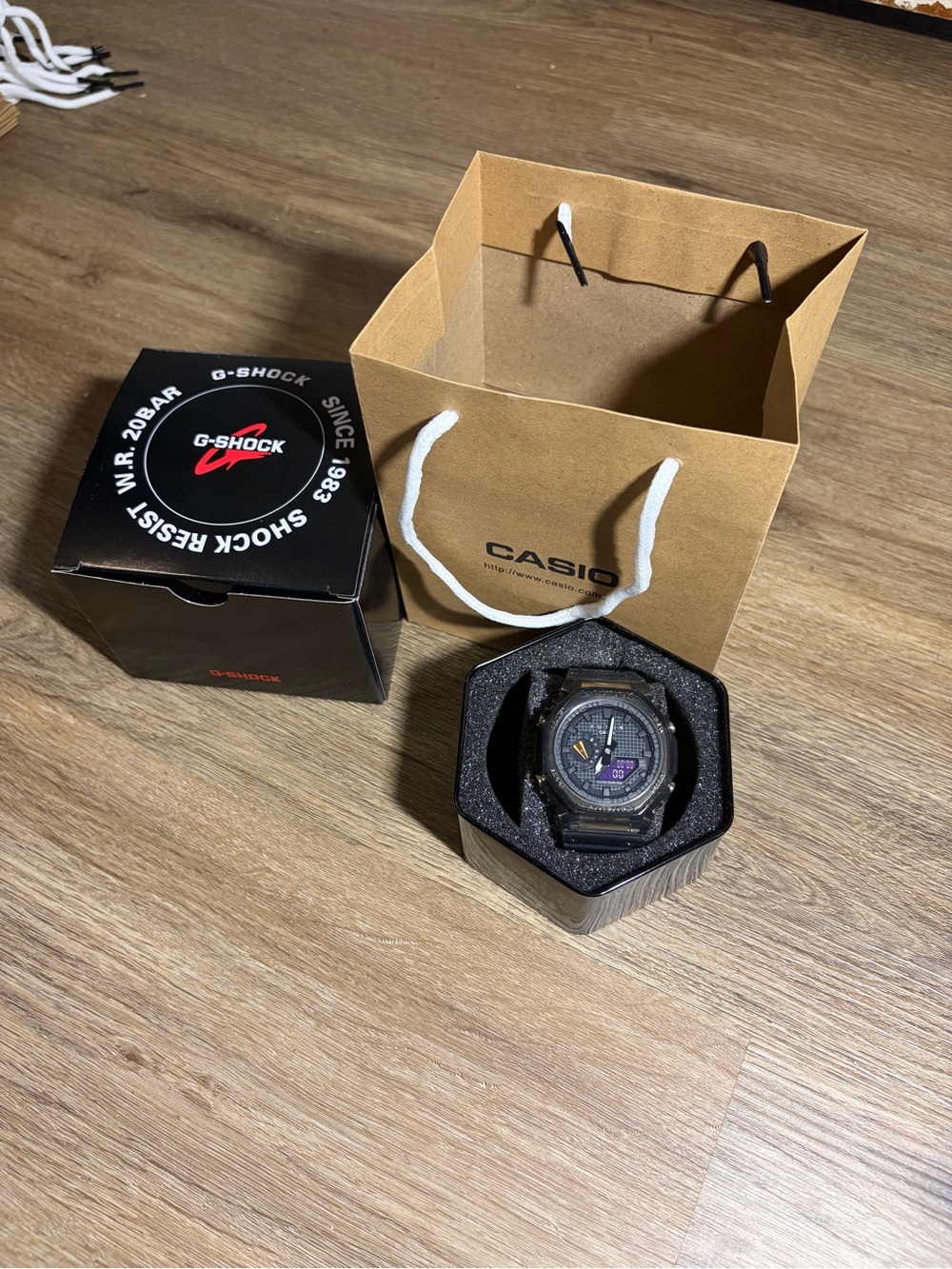 Casio G-Shock Black Watch with Purple Accent